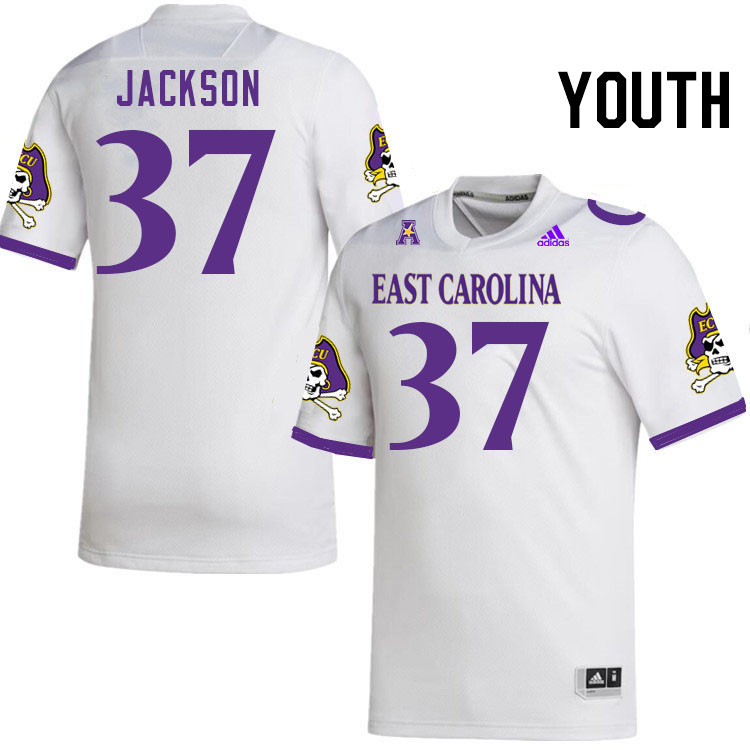 Youth #37 Keyshawn Jackson ECU Pirates College Football Jerseys Stitched-White